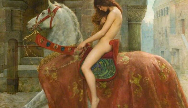 Legenda o Lady Godiva, która będzie naga po mieście, aby obniżyć podatki dla biednych